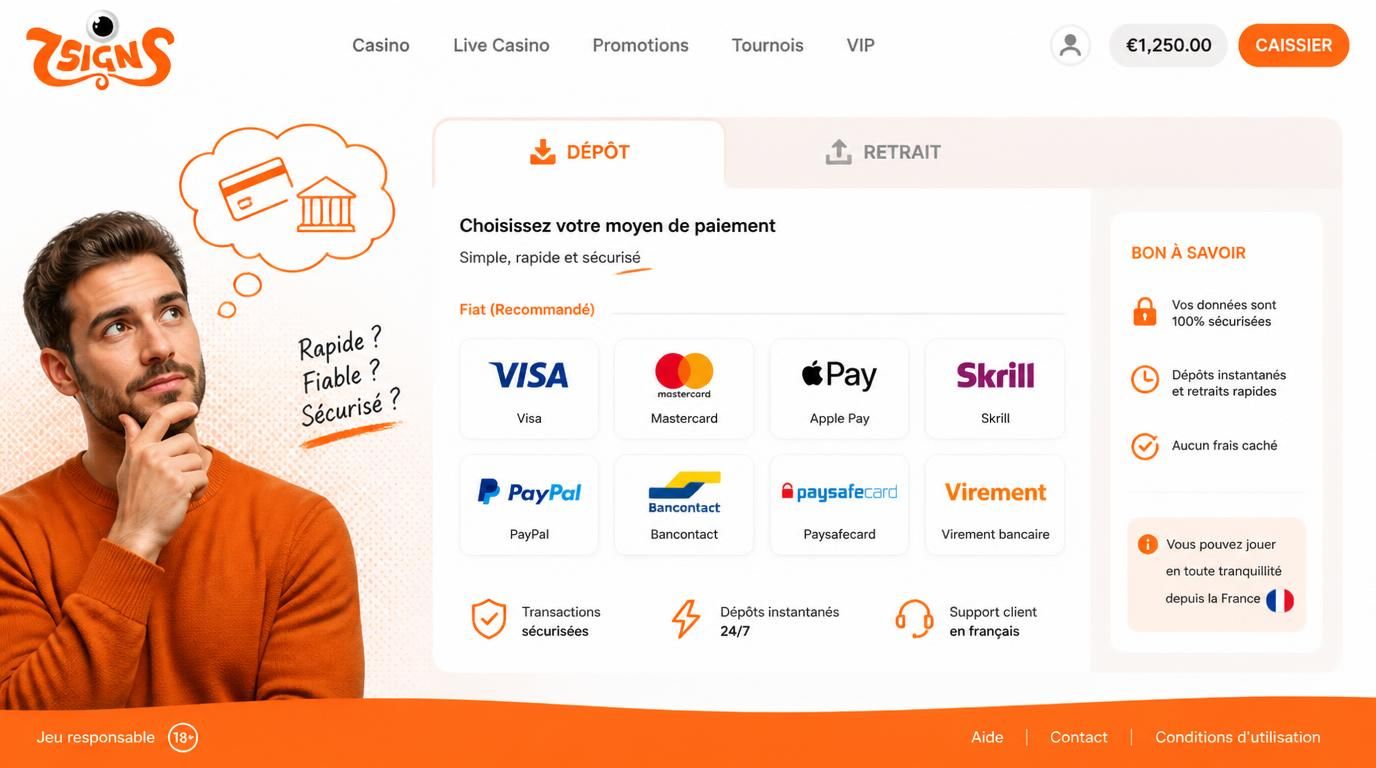 Méthodes de paiement variées avec crypto incluse mais discrète 